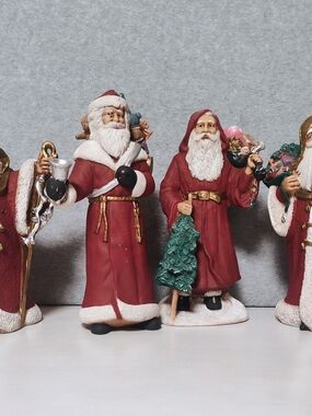 Vintage Gare Ceramic Mold Hand-Painted Santa Figurines 1992 9"-9.5"